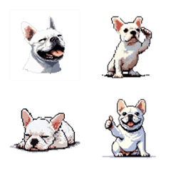 Pixel Art French Bulldog White dog