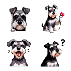Pixel Art Miniature Schnauzer dog Emoji