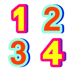 Numbers emoji orange blue green colo