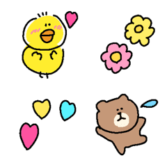 Bear, chick, good friends, cute