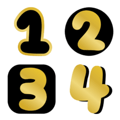 Emoji numbers black gold cute classic