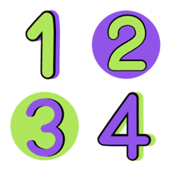 Numbers emoji green purple