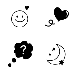black white simple cute emoji