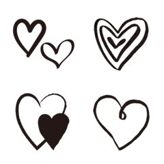 Black White cute heart stickers emoji