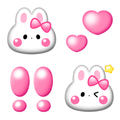 Animated very cute 3D pink rabbit emoji