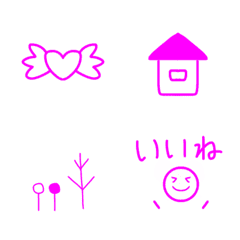 Many cute happy pink emoji
