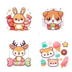 Cute animals and cute sweets