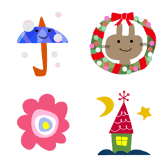 Cute winter emoji of rabbit