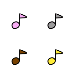 シンプルな音符の絵文字　カラフル