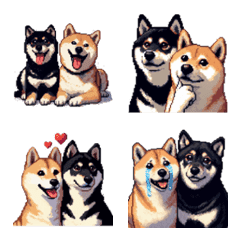 Pixel Art Shiba & BlackShiba dog Emoji