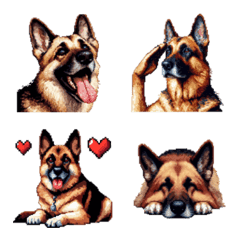 Pixel Art German Shepherd dog Emoji