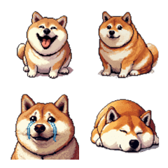 Pixel Art Fat Shiba dog Emoji