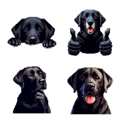 Pixel Art Labrador Retriever Black Emoji