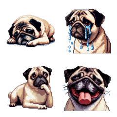 Pixel Art Pug dog Emoji