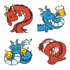 Dragon Emoji(Red/Blue)