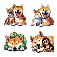 Pixel Art Shiba new year animals Emoji