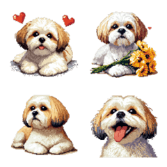 Pixel Art Shih Tzu Dog Emoji