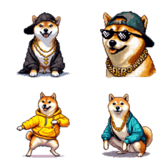 Pixel Art Shiba Rapper dog Emoji