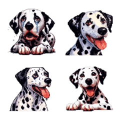 Pixel Art Dalmatian dog Emoji