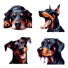 Pixel Art Doberman dog Emoji