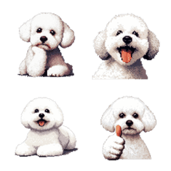 Pixel Art Bichon Frize Dog White Emoji