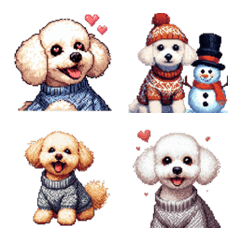 Pixel Art Toy Poodle winter dog Emoji