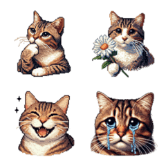 Pixel Art Brown Tabby Cat Emoji