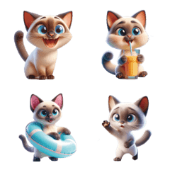 (40 pieces) 3D Art Siamese Cat Friends