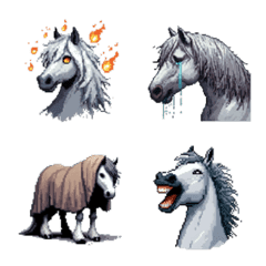 Pixel Art Horse Gray Coat Hair Emoji