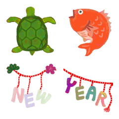 Watercolor style New Year lucky emoji