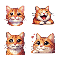 Pixel Art Orange Tabby Cat Emoji