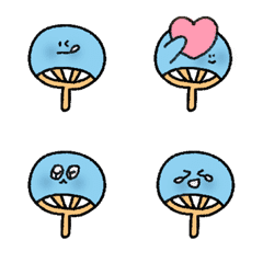 shy summer festival  fan  blue Emoji