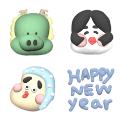 3D emojis happy new year