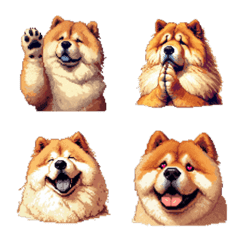 Pixel Art Chowchow dog Emoji