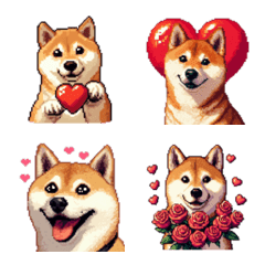 Pixel Art Love Shiba dog Emoji