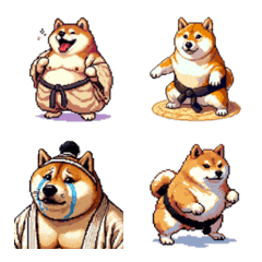 Pixel Art Shiba Sumo wrestler dog Emoji
