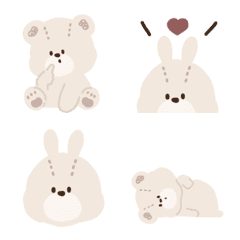 bear and rabbit light color emoji