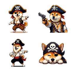 Pixel Art Pirates Shiba dog Emoji