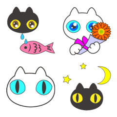 White and Black Cats Emoji