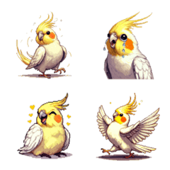 Pixel Art Cockatiel Yellow Bird Emoji