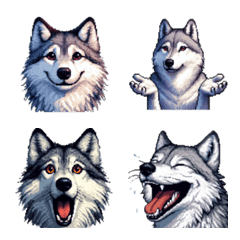Pixel Art Wolf Emoji dog