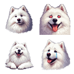 Pixel Art Samoyed dog Emoji