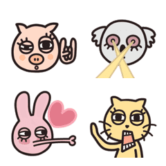 QQzoo - pig+ cat+ rabbit+ koala emoji
