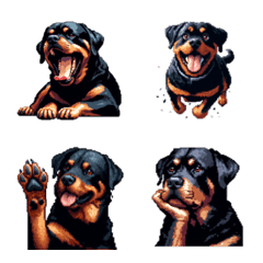 Pixel Art Rottweiler dog Emoji