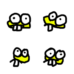 Funny cartoon yellow head have two teeth