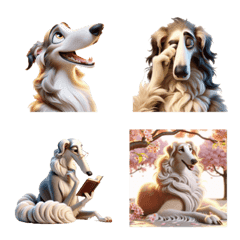 3D Art Dog Friends Borzoi