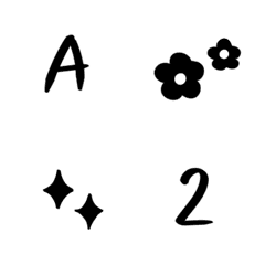 Cute Black simple ABC Letters Emoji
