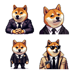 Pixel Art Mafian Shiba dog Emoji