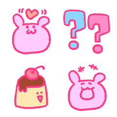colorful pink kawaii emoji(rabbit)
