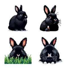 Pixel Art Netherland Dwarf Rabbit Black
